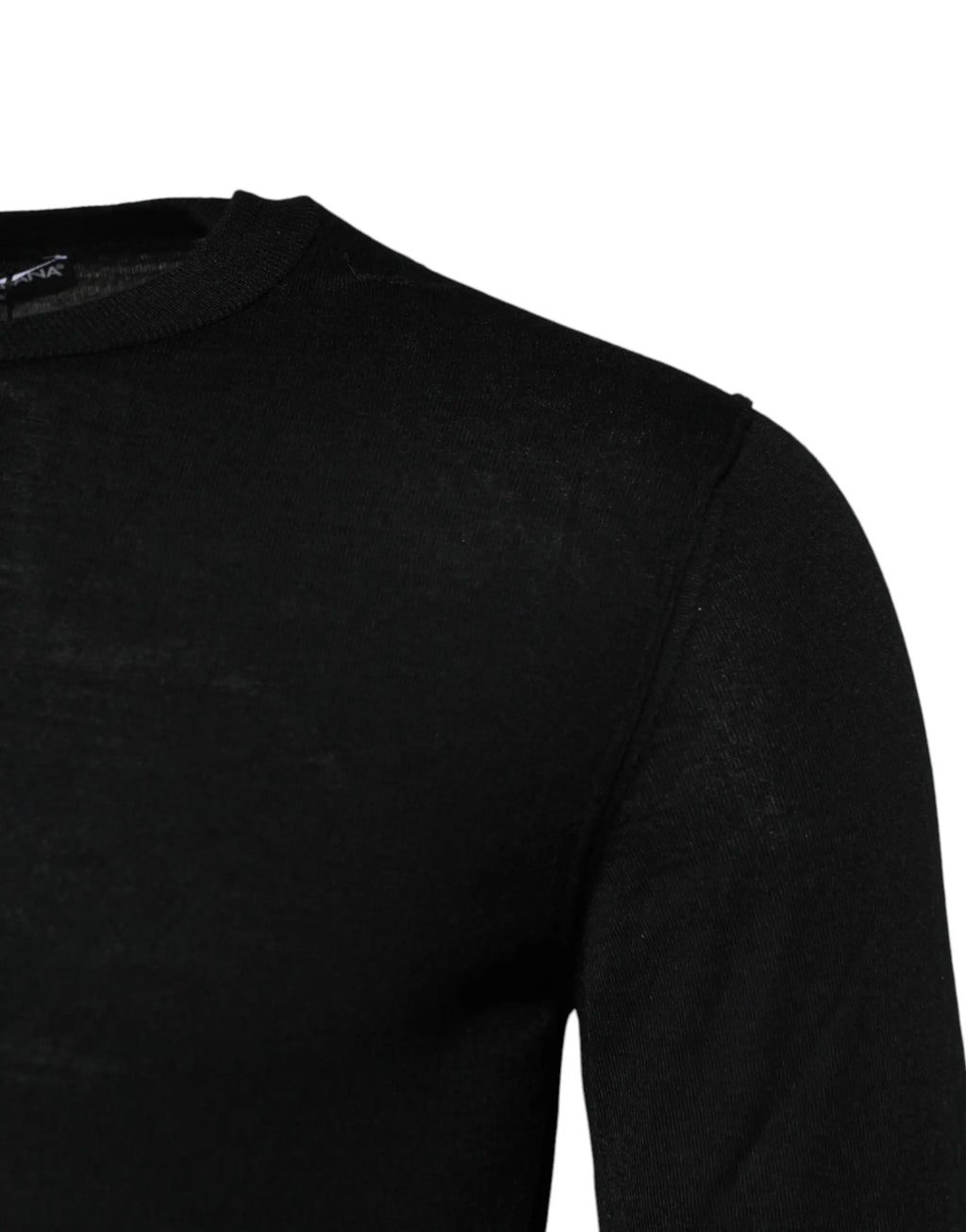 Pull à manches longues noir dolce & gabbana en cachemire avec col rond en tricot finement texturé
