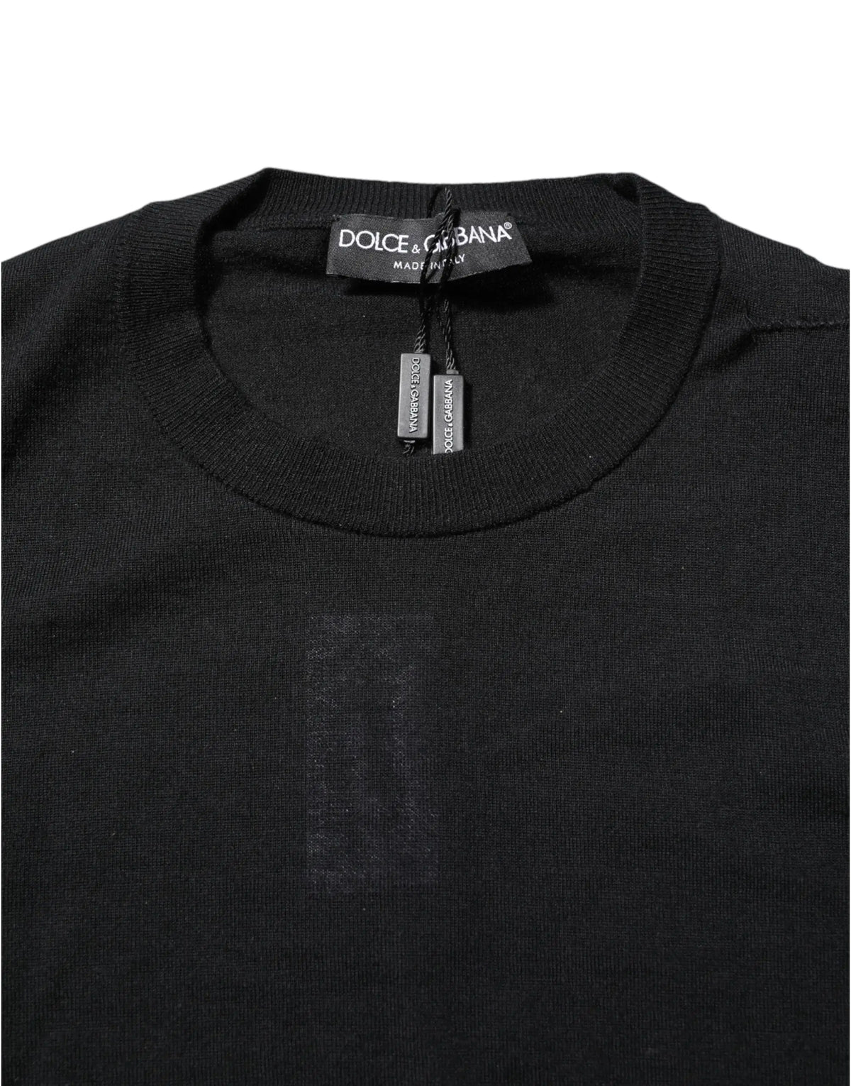 Dolce & gabbana pull fin col noir en cachemire avec motif texturé subtil et col côtelé