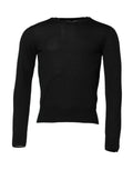 Dolce & gabbana t-shirt noir à manches longues col rond en cachemire fin tricoté