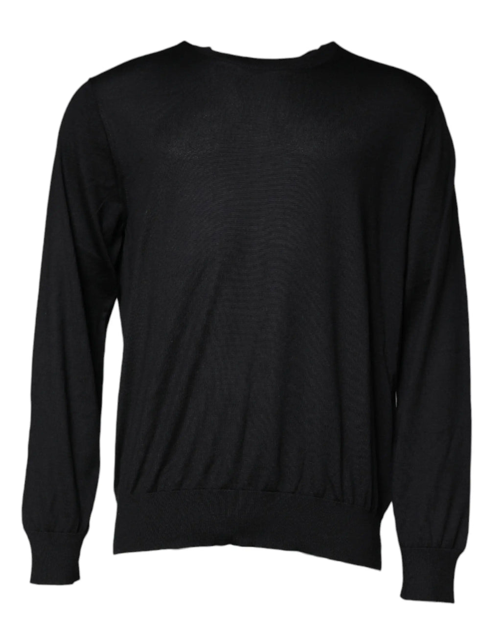 Dolce & gabbana pull en cachemire noir à col rond avec manches longues et poignets côtelés