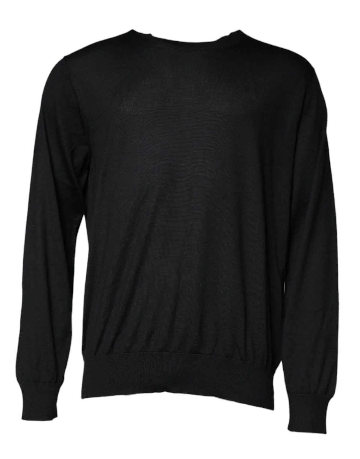 Dolce & gabbana pull en cachemire noir à col rond avec manches longues et poignets côtelés
