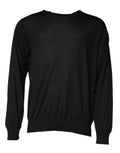 Pull noir en cachemire dolce & gabbana à col rond manches longues et poignets côtelés
