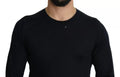 Dolce gabbana sweat-shirt noir en cachemire à col rond et manches longues en image de face