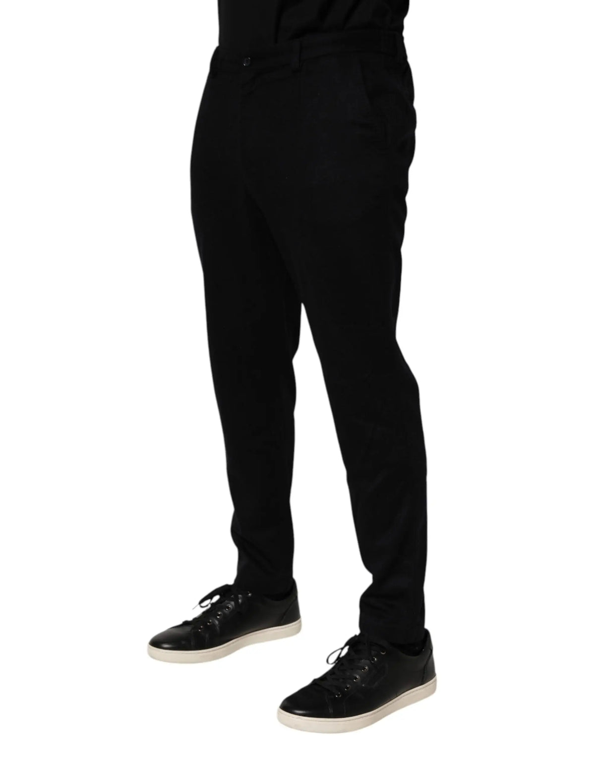 Pantalon slim noir dolce & gabbana en cachemire avec design élégant et coutures subtiles pour homme formel