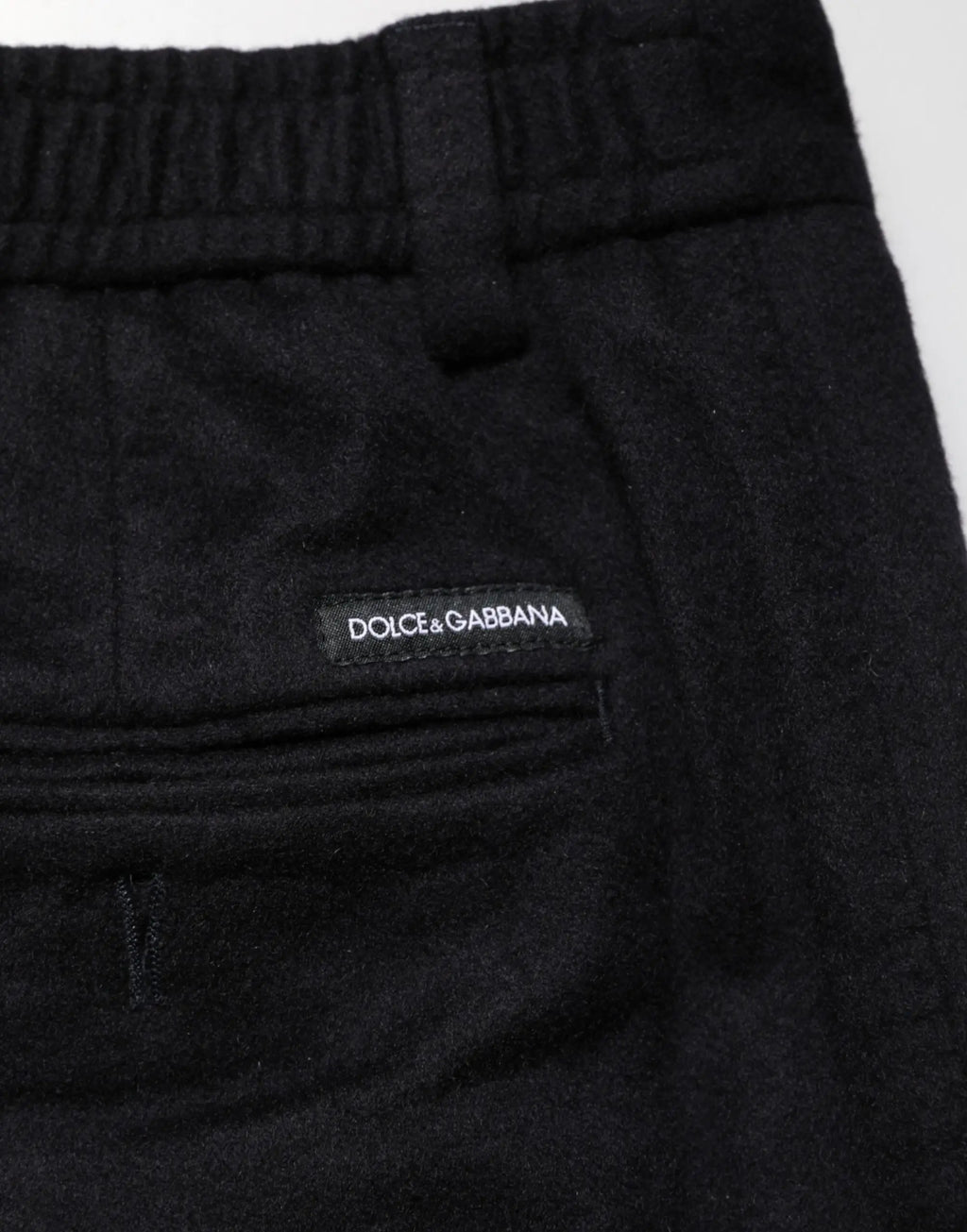 Pantalon homme dolce & gabbana noir en laine avec taille élastique et tissage texturé subtil pour tenue formelle