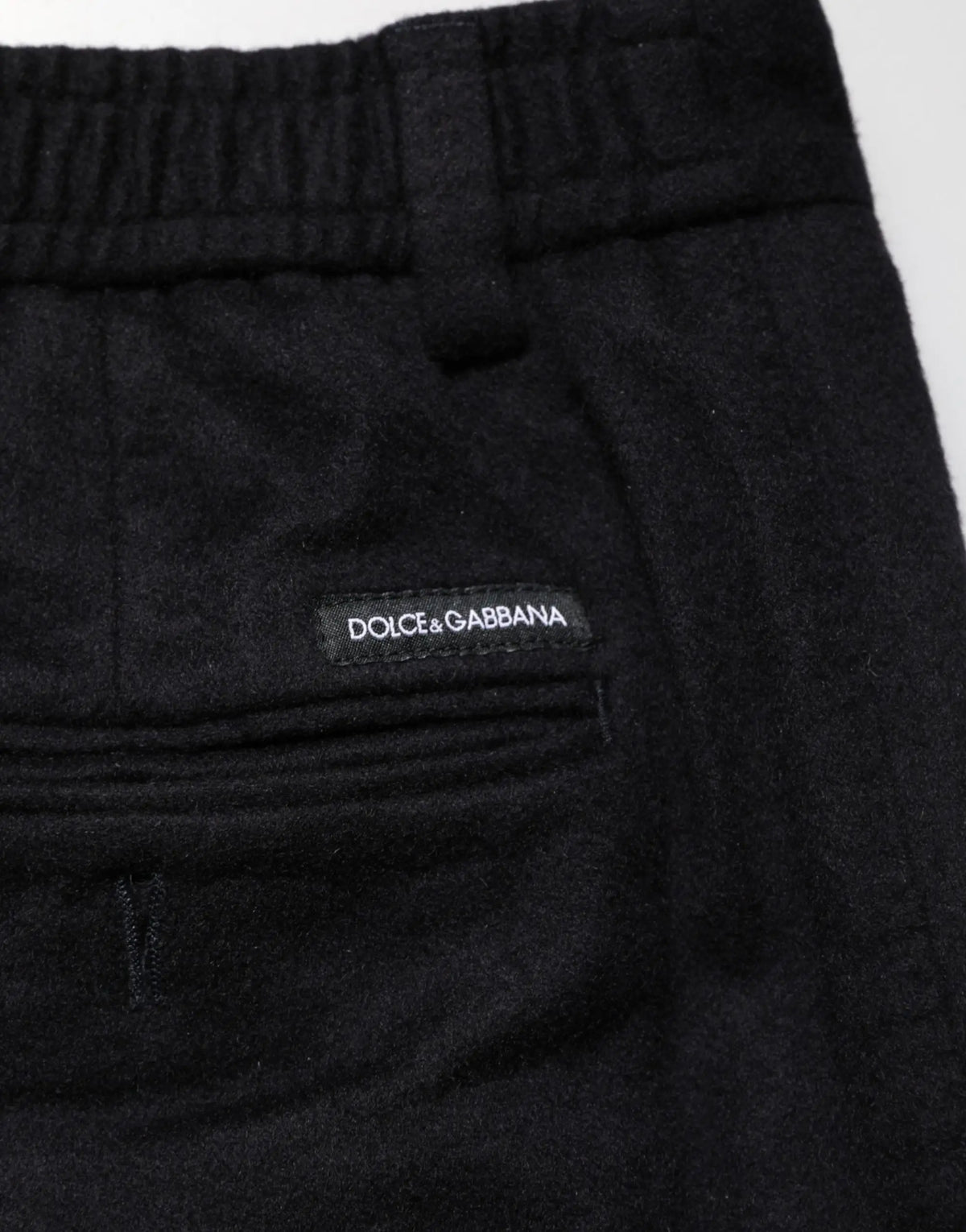 Pantalon homme dolce & gabbana noir en laine avec taille élastique et tissage texturé subtil pour tenue formelle