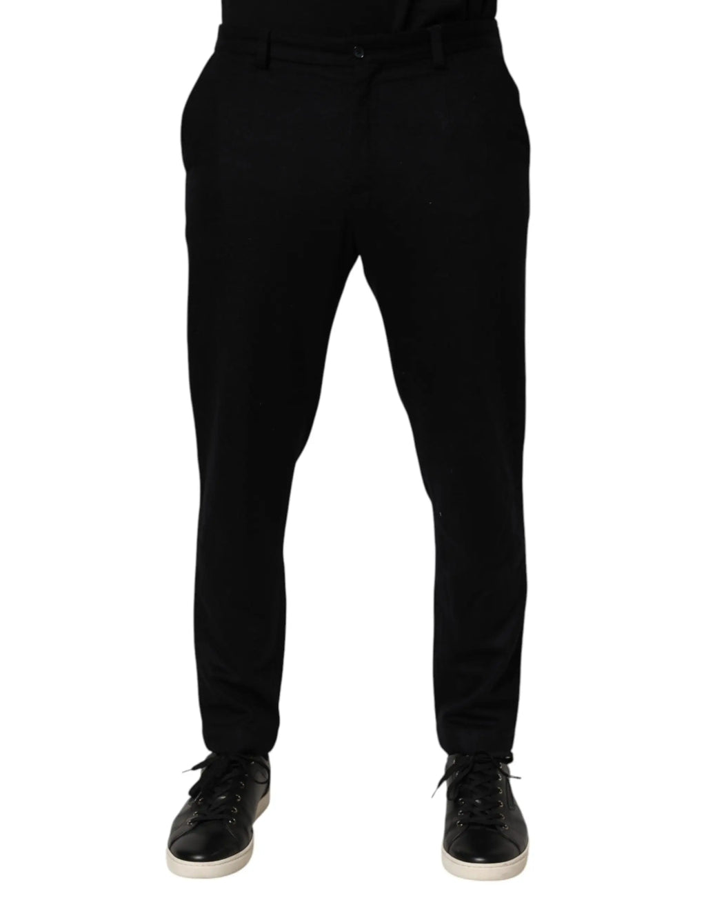 Pantalon slim noir en cachemire dolce & gabbana avec design élégant et plis discrets pour tenue formelle homme