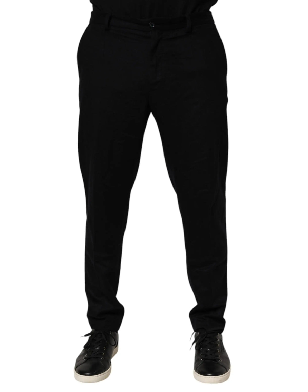 Pantalon habillé en cachemire noir dolce & gabbana slim avec design taillé et coutures discrètes
