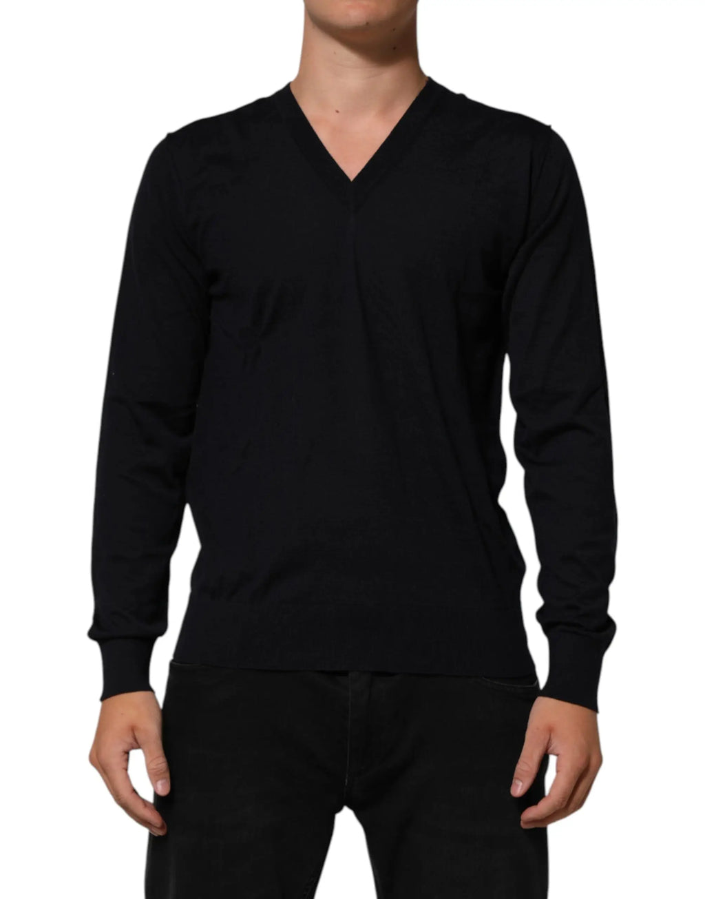 Dolce & gabbana pull noir en cachemire à col v manches longues en maille pour hommes