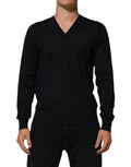 Dolce & gabbana pull en cachemire noir manches longues col v élégant et confortable pour homme