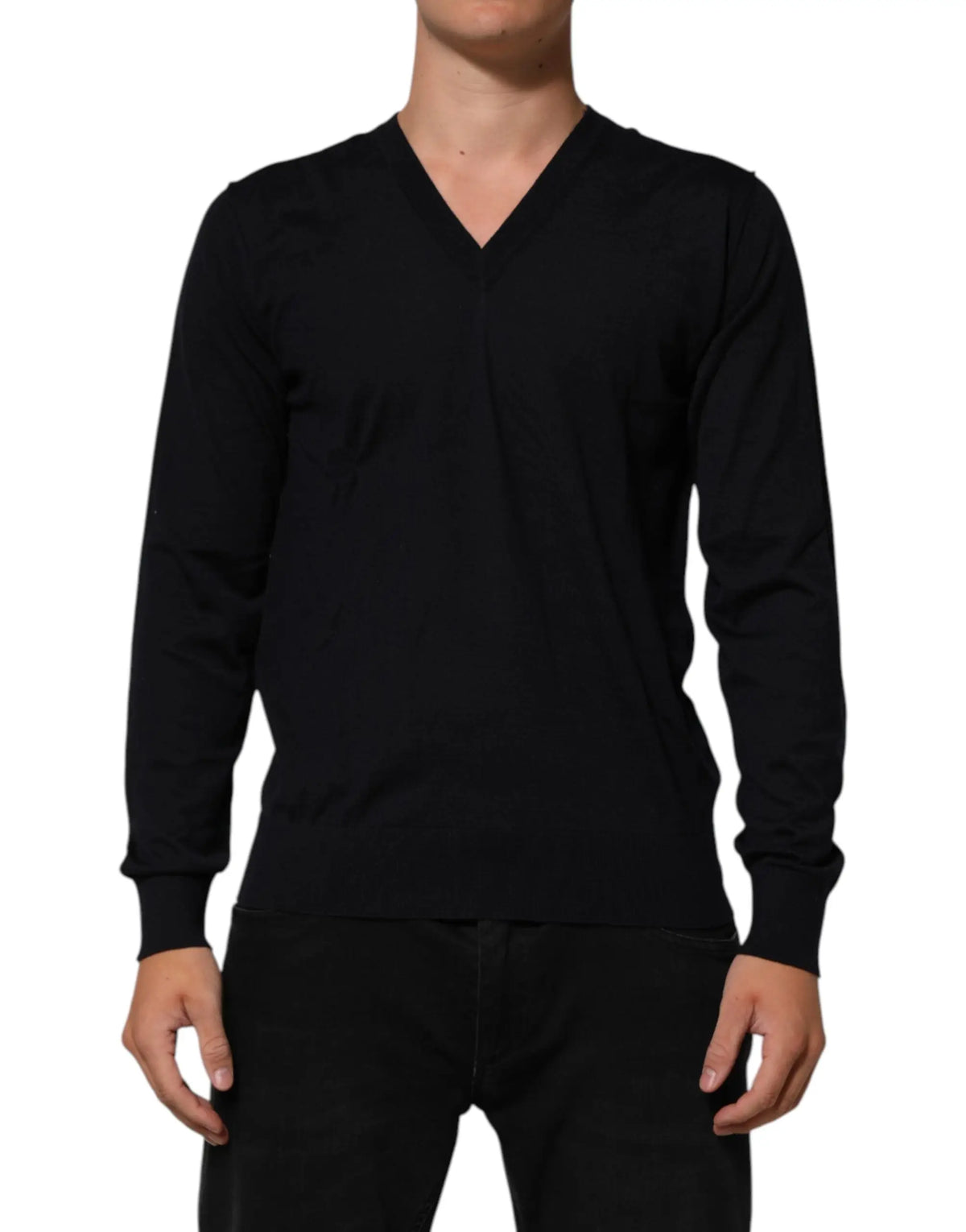 Dolce & gabbana pull en cachemire noir manches longues col v élégant et confortable pour homme
