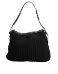 Sac épaule dolce & gabbana noir en cachemire tricoté avec bandoulière en cuir et coutures discrètes