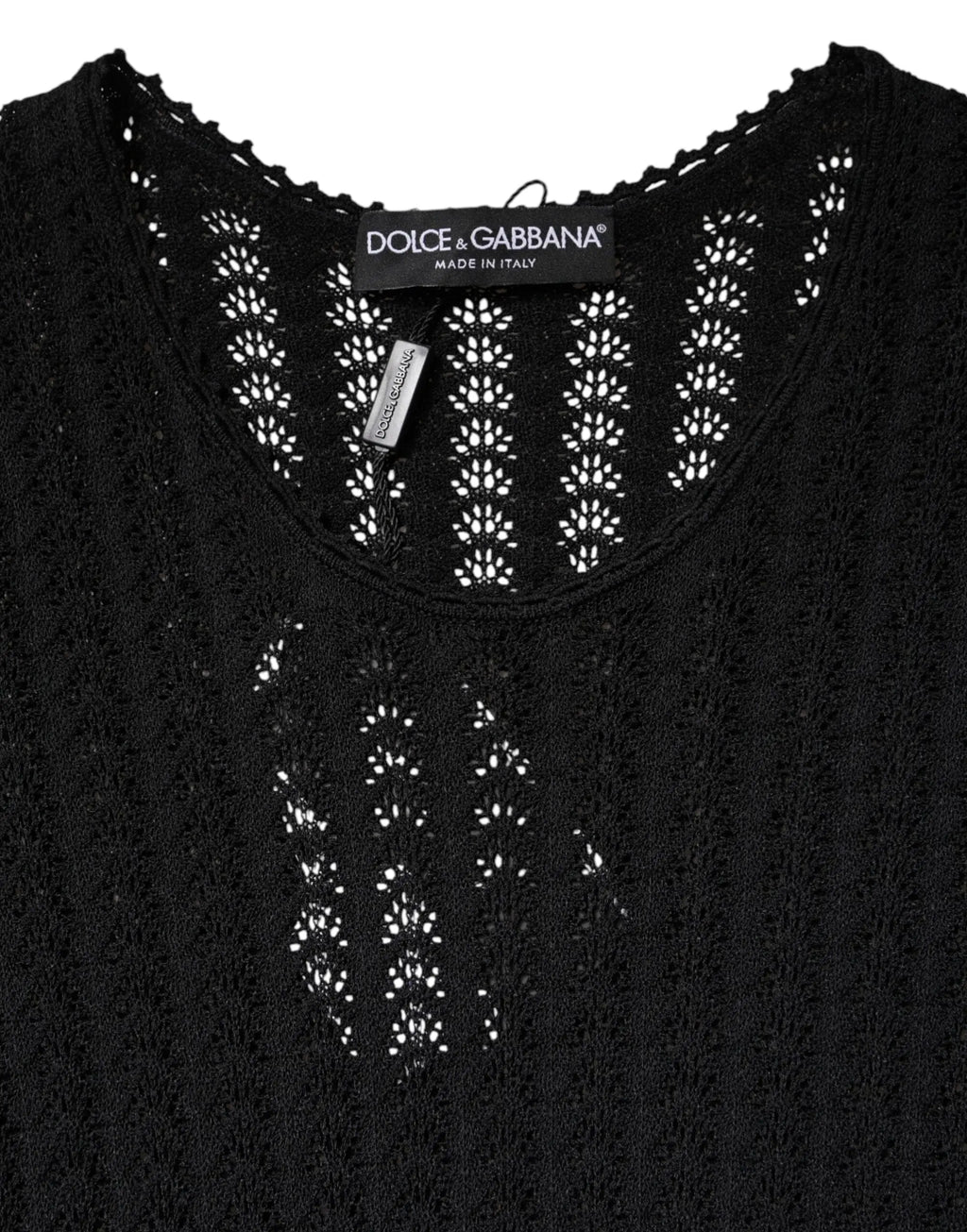 Dolce and gabbana robe midi en cachemire noire avec manches longues et top en maille noire à motifs floraux délicats