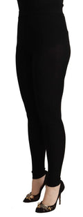 Legging noir taille haute dolce gabbana en cachemire stretch à tissu lisse et ajusté