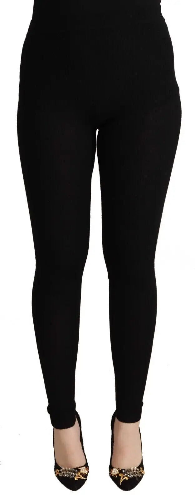 Legging noir taille haute dolce gabbana en cachemire stretch ajusté et confortable