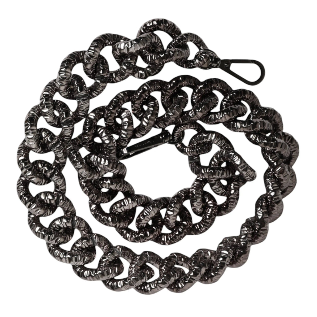 Dolce & gabbana black textured metal chain shoulder strap with twisted design and sturdy clasp