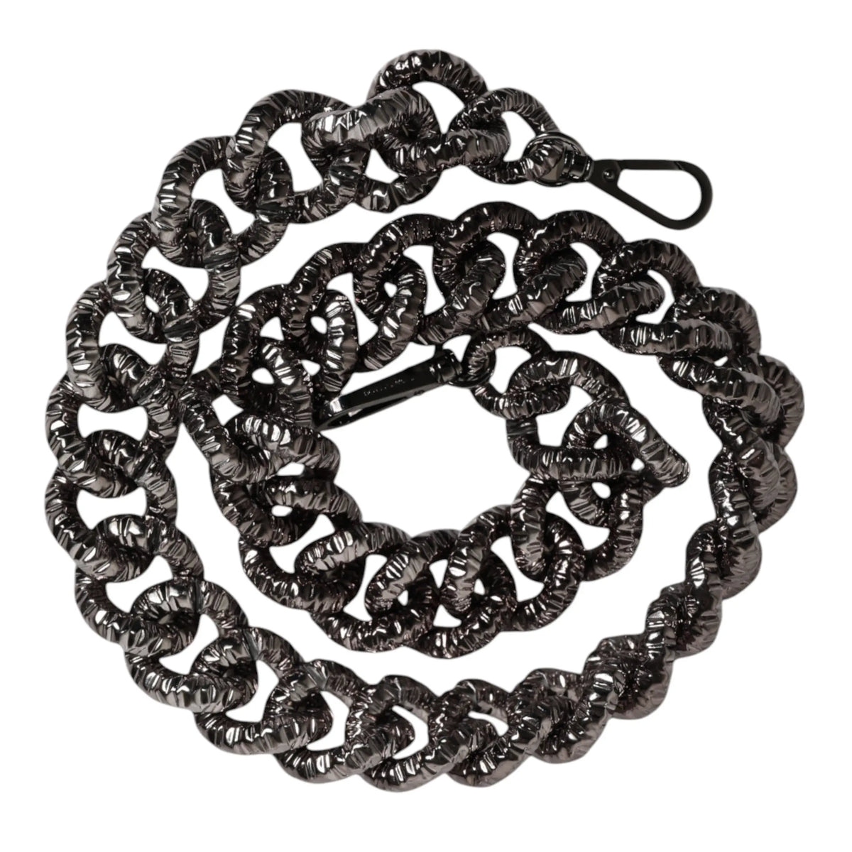 Dolce & gabbana black textured metal chain shoulder strap with twisted design and sturdy clasp