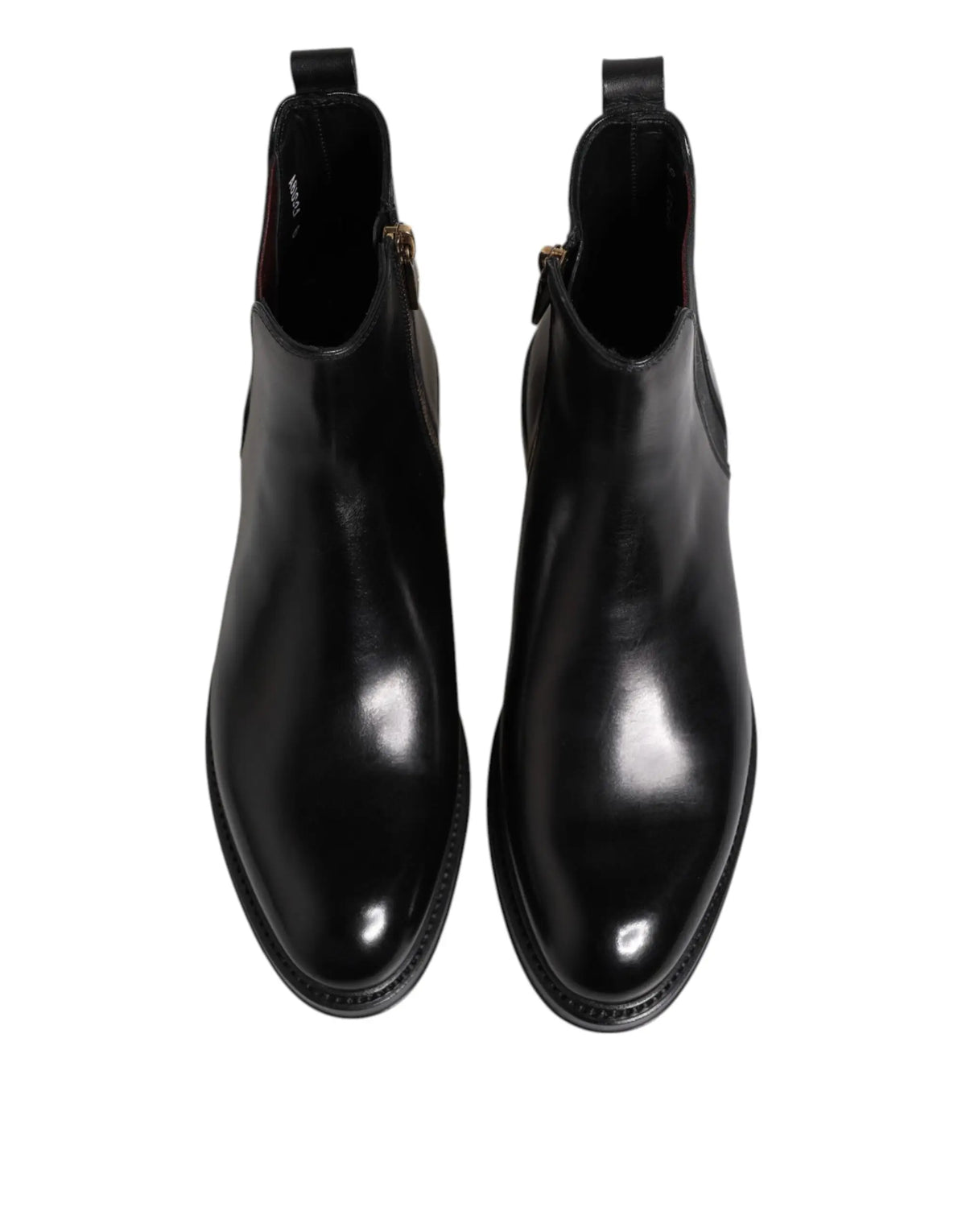 Dolce & gabbana bottes chelsea en cuir noir mi-mollet avec finition polie et panneaux latéraux élastiques