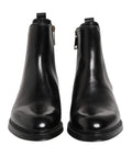 Bottes chelsea mi-mollet en cuir noir brillant avec fermeture à glissière dolce & gabbana