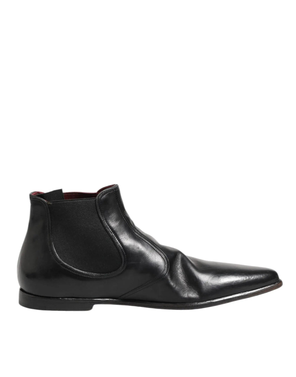 Dolce & Gabbana bottines homme en cuir noir chelsea à bout pointu avec élastiques latéraux