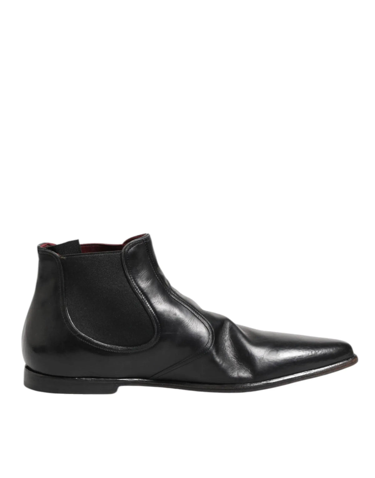 Dolce & Gabbana bottines homme en cuir noir chelsea à bout pointu avec élastiques latéraux