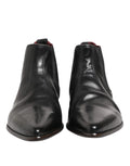 Dolce & gabbana bottines chelsea noires en cuir avec finition polie et panneaux élastiques pour homme