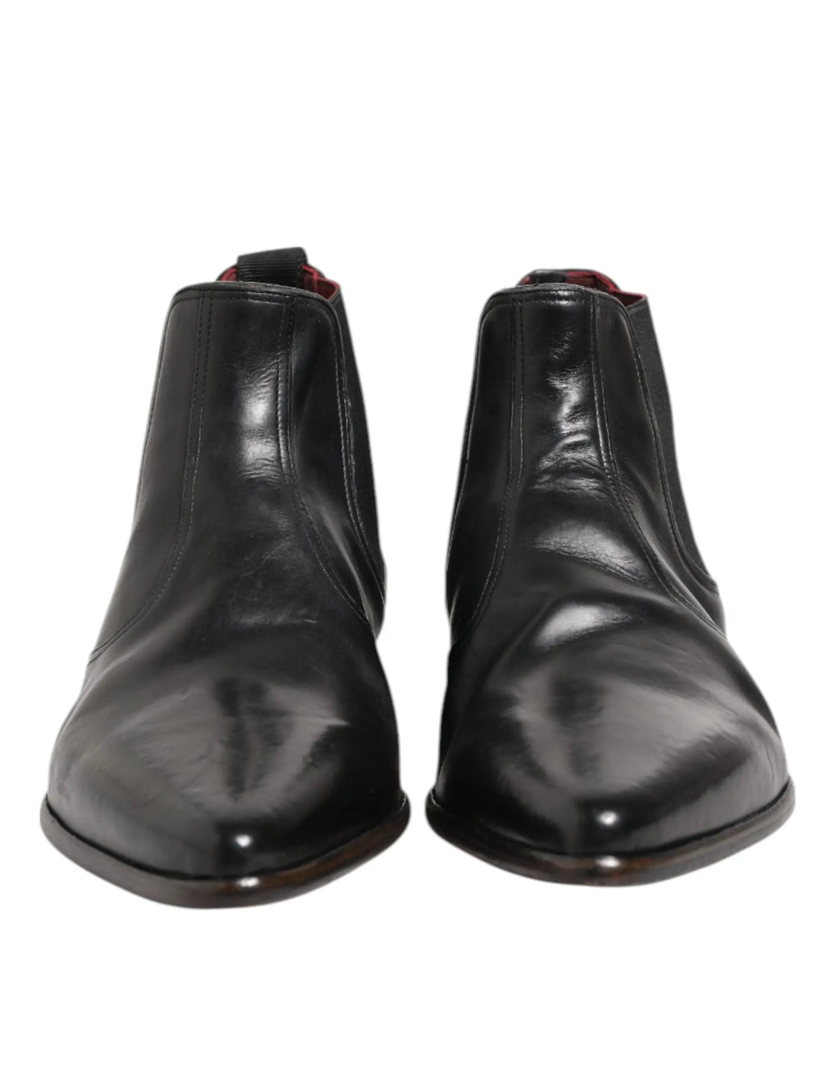 Dolce & gabbana bottines chelsea noires en cuir avec finition polie et panneaux élastiques pour homme