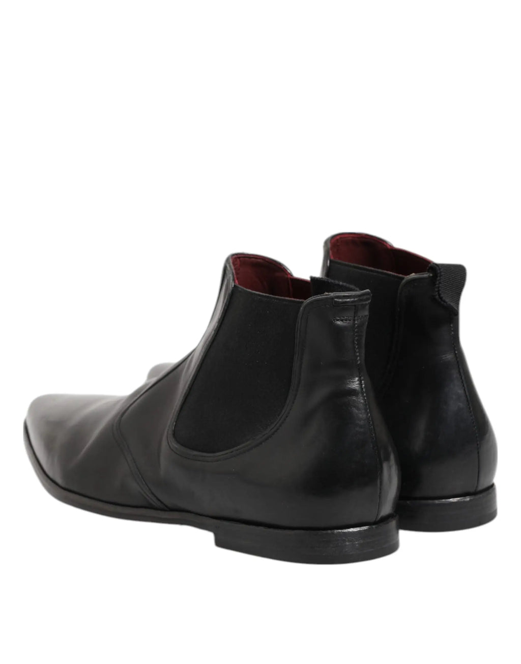 Dolce & Gabbana bottines chelsea homme en cuir noir avec finition brillante et doublure bordeaux contrastée