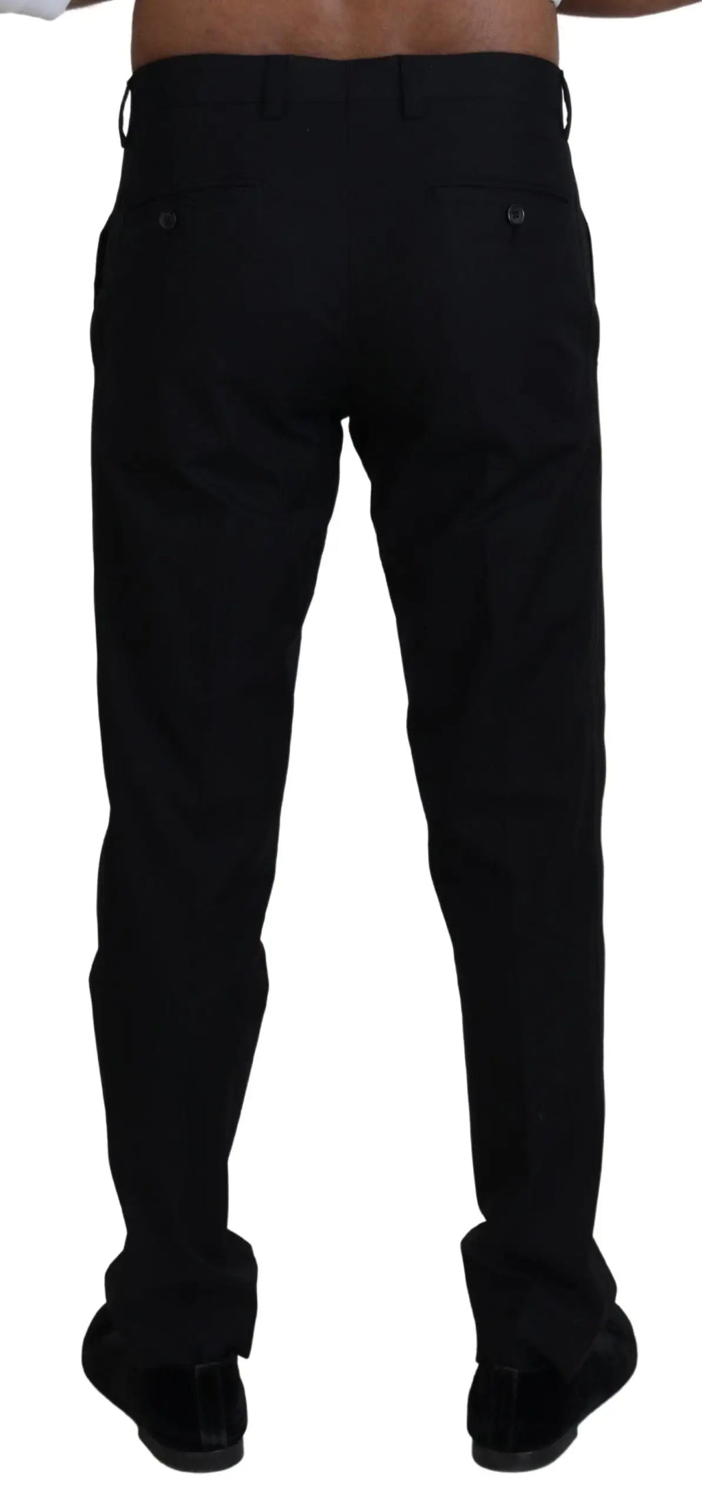 Pantalon formel chino en coton noir dolce & gabbana vue arrière avec coupe droite et poches arrière boutonnées discrètes