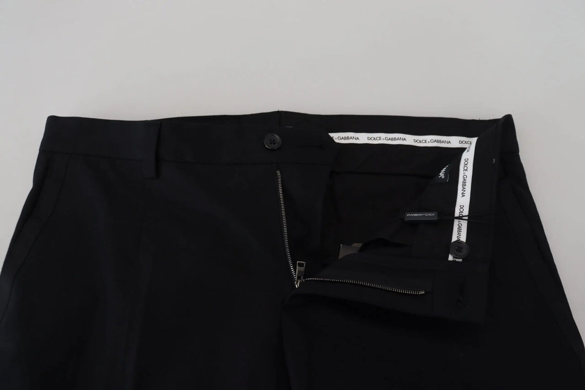 Pantalon chino formel noir dolce & gabbana en coton avec coupe ajustée et logo discret sur la taille