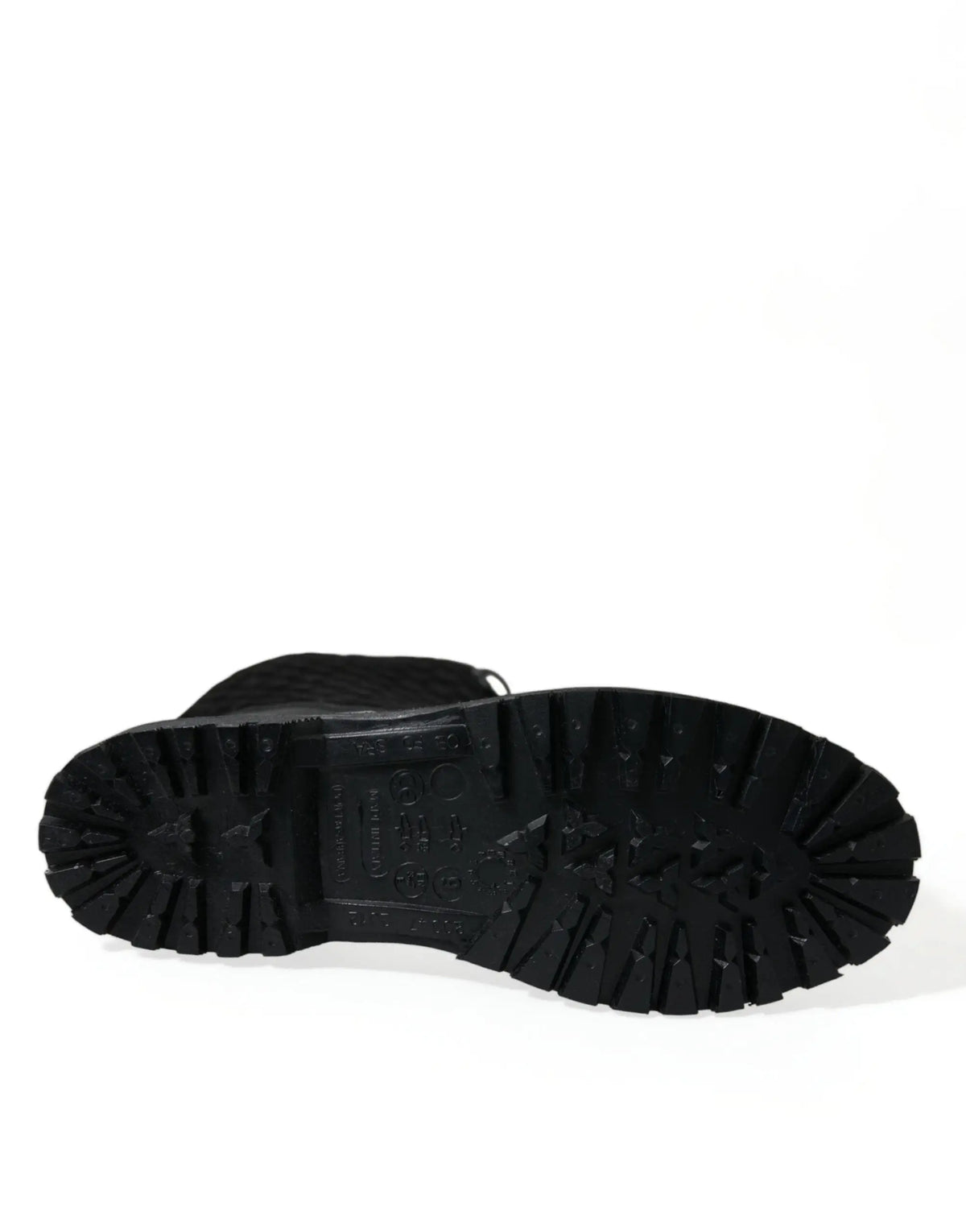 Semelle extérieure en caoutchouc noir avec motif profond et logo embossé des bottes de pluie dolce gabbana chioggia