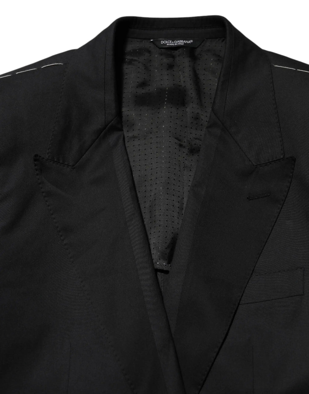 Dolce & gabbana black cotton 2 buttons men suit jacket with subtle textured interior lining