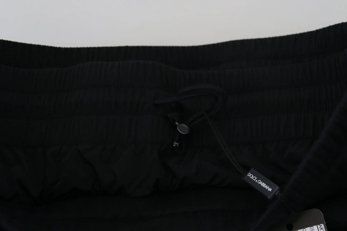 Pantalon bermuda cargo dolce & gabbana noir en coton avec taille élastique et cordon de serrage