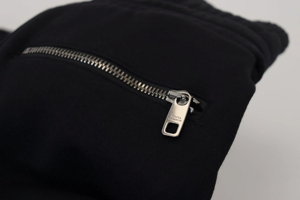 Pochette en tissu noir avec fermeture éclair argentée dolce & gabbana pour bermuda cargo en coton noir