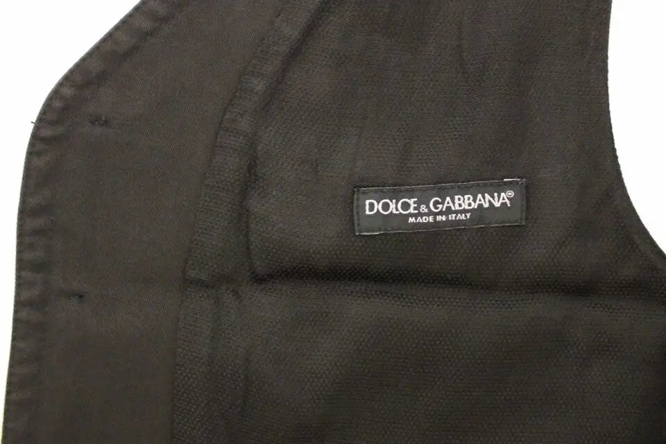 Dolce & gabbana gilet noir en mélange de coton avec tissu texturé subtil et design minimaliste élégant