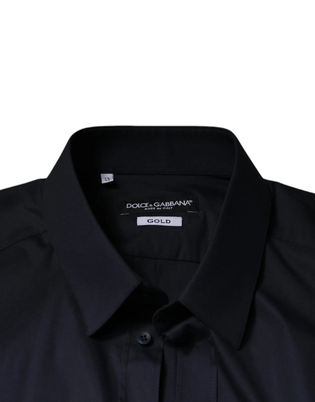 Chemise habillée noire dolce & gabbana pour homme en coton mélangé avec col net et léger éclat doré