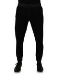 Joggers noirs dolce & gabbana en mélange de coton pour homme avec taille à cordon et poignets côtelés
