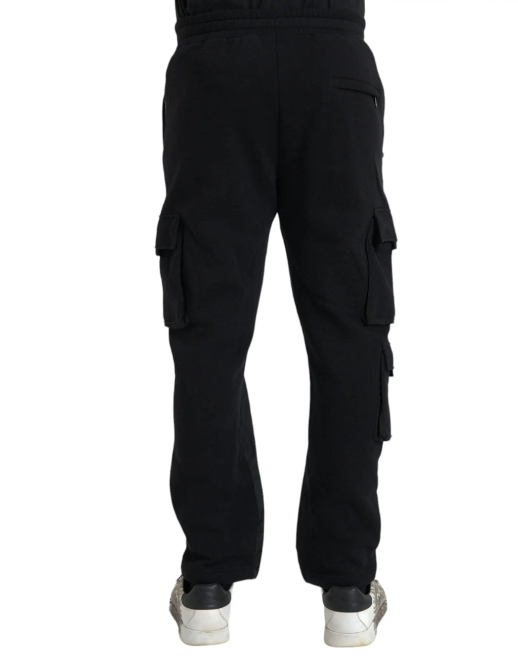 Pantalon cargo noir dolce gabbana en mélange de coton avec poches latérales multiples et coupe décontractée