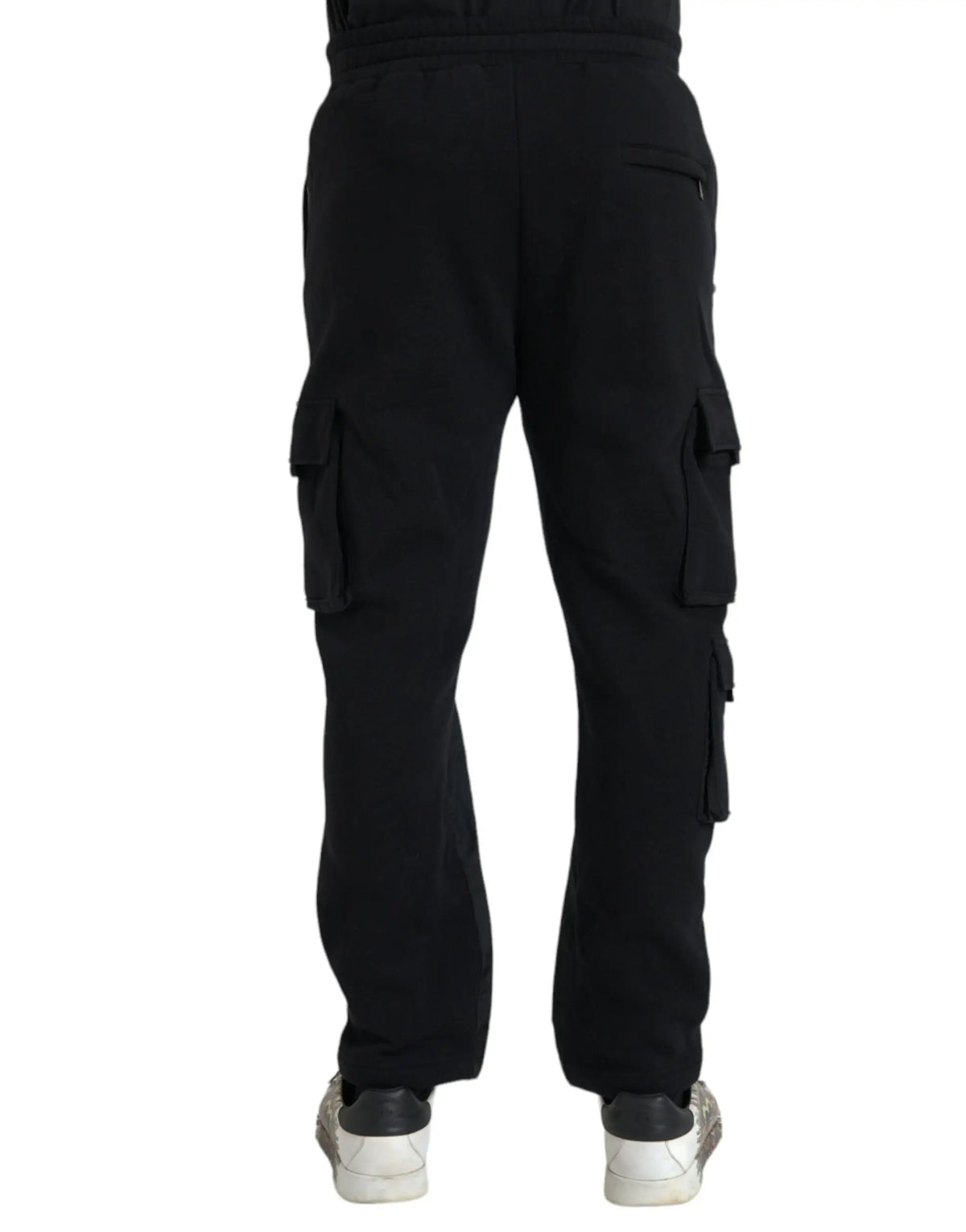 Pantalon cargo noir dolce gabbana en mélange de coton avec poches latérales multiples et coupe décontractée