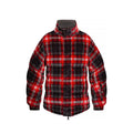 Dolce gabbana bomber en coton noir avec veste matelassée rouge et noire à carreaux col montant