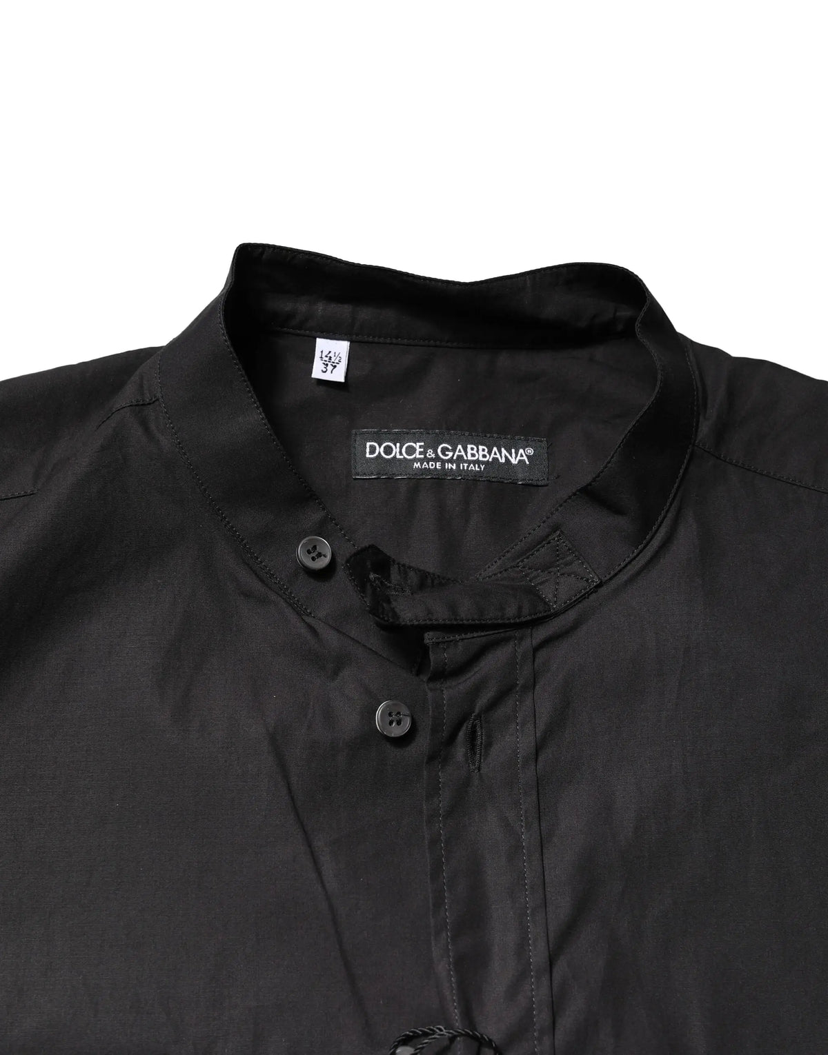 Chemise noire dolce & gabbana en coton pour homme avec design minimaliste et léger éclat, boutonnière casual
