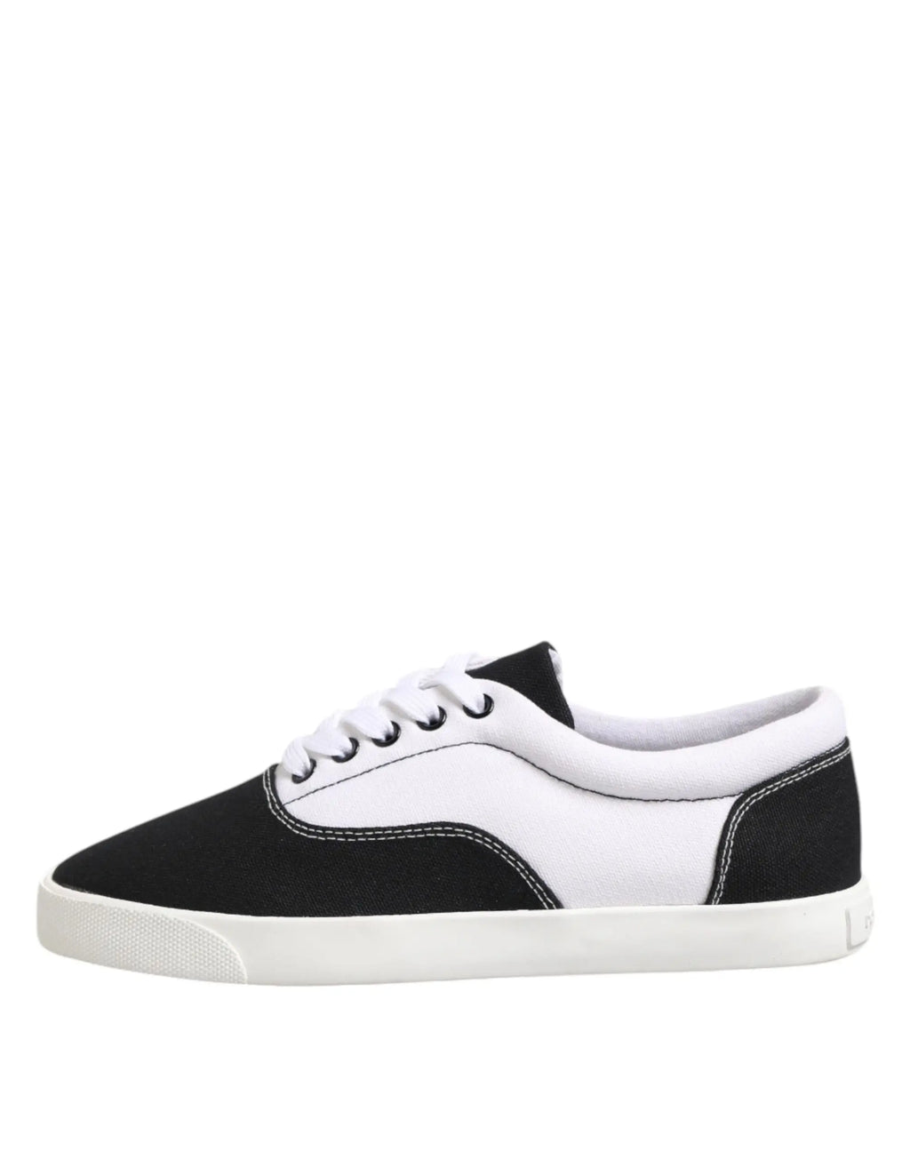 Baskets basses dolce & gabbana en toile coton noir et blanc avec un design minimaliste et lacets hommes