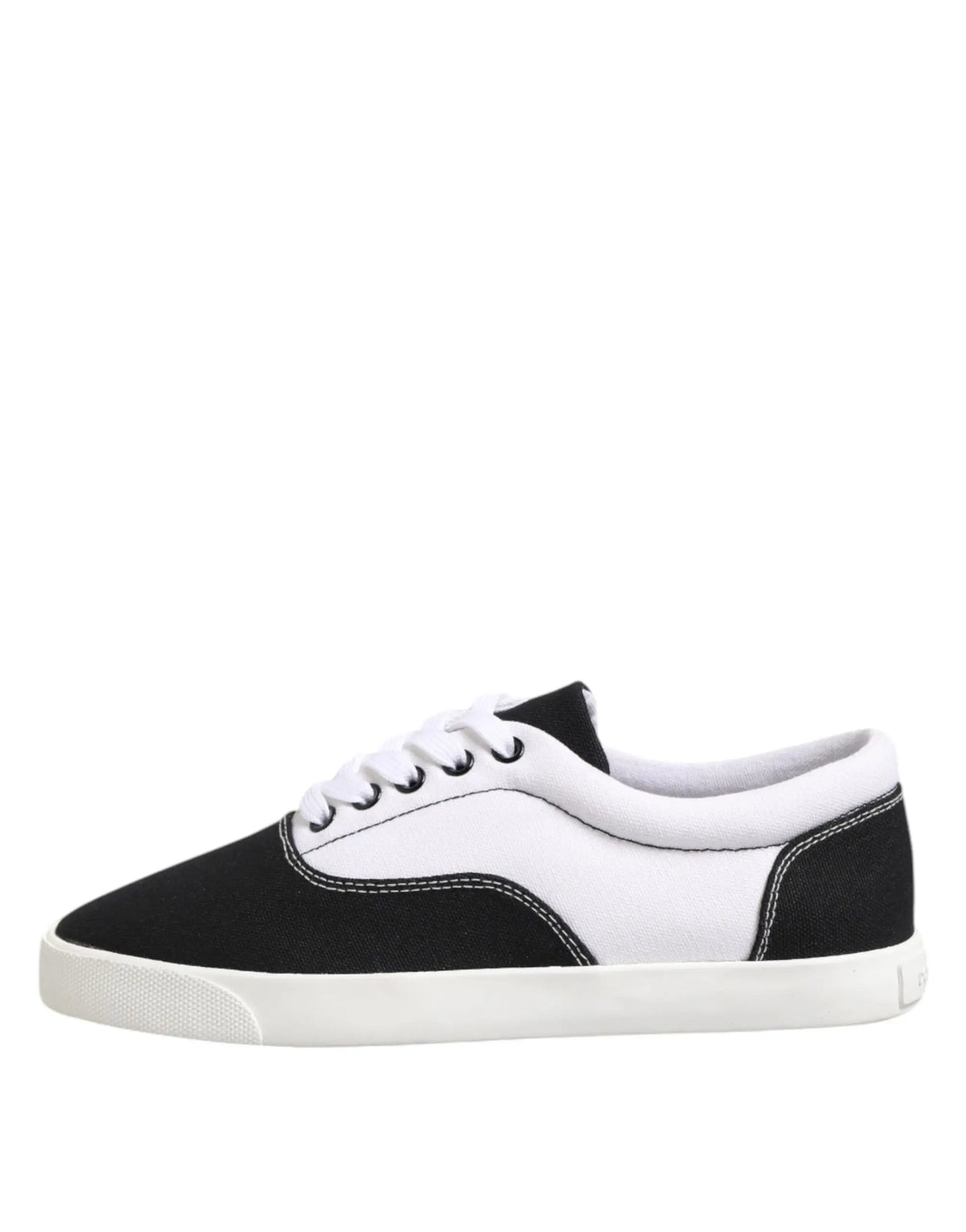 Baskets basses dolce & gabbana en toile coton noir et blanc avec un design minimaliste et lacets hommes