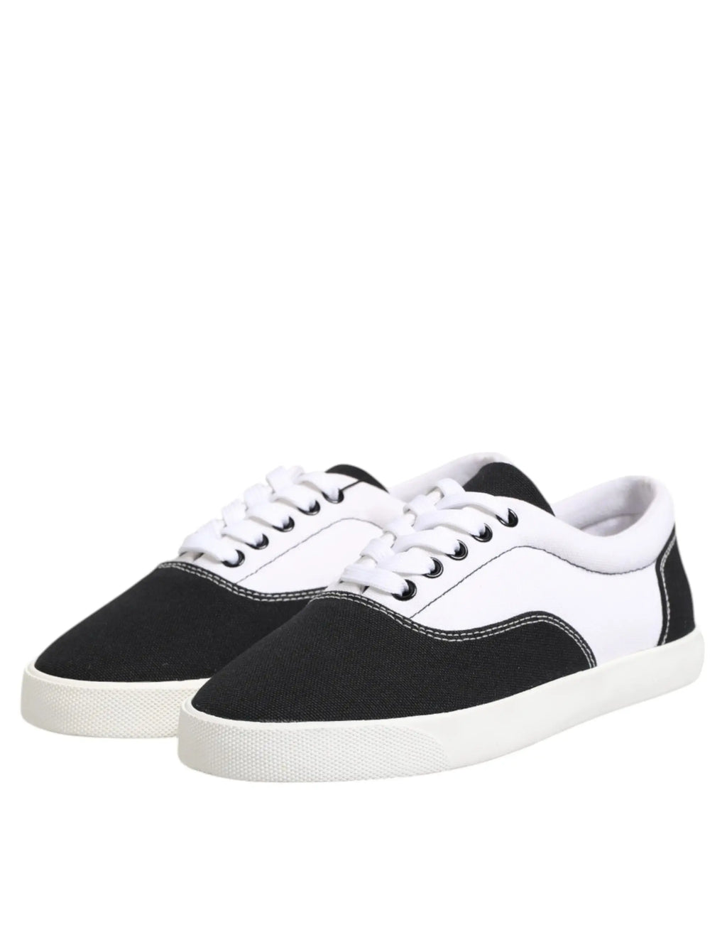 Baskets dolce & gabbana pour homme en coton noir blanc toile basse à lacets classique