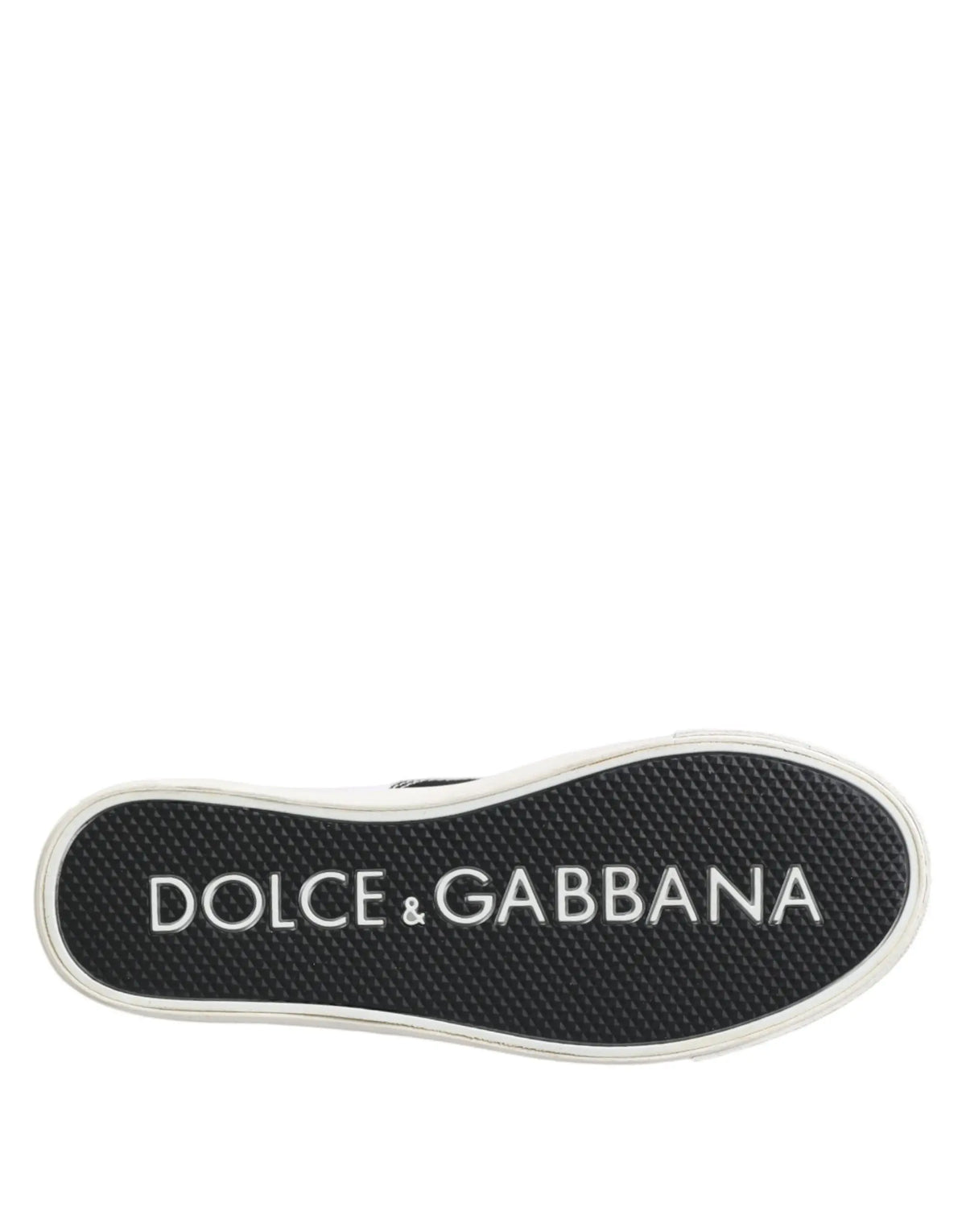 Semelle noire texturée en caoutchouc avec lettrage blanc dolce gabbana pour baskets homme lacées en toile coton