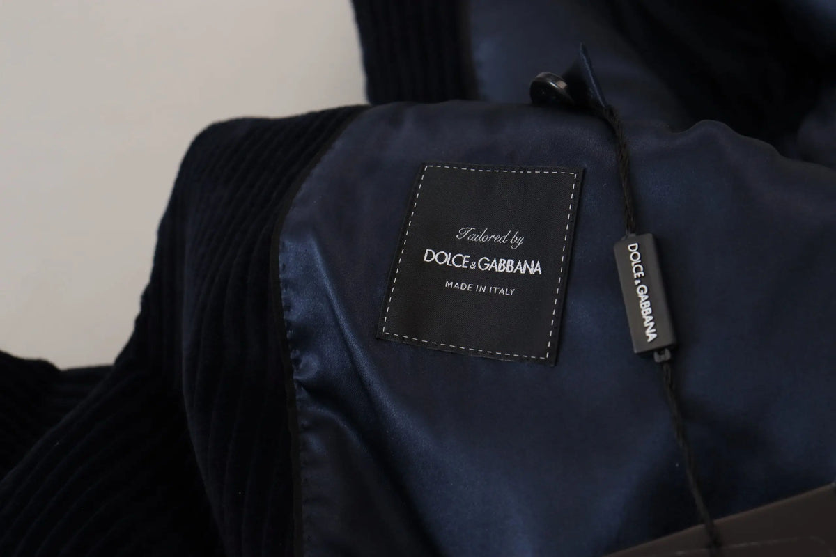 Douce et gabbana cardigan noir en coton avec doublure intérieure bleu marine et étiquette noire brodée en blanc