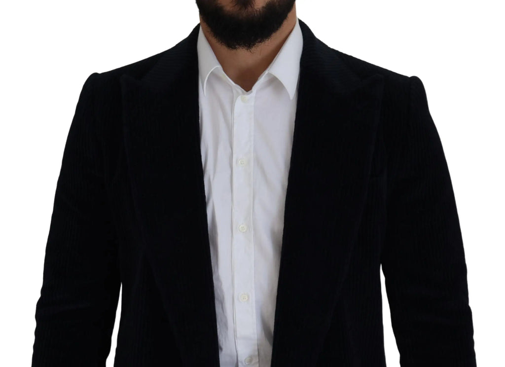 Dolce & gabbana veste cardigan longue en coton noire pour homme avec un blazer en velours noir et chemise blanche