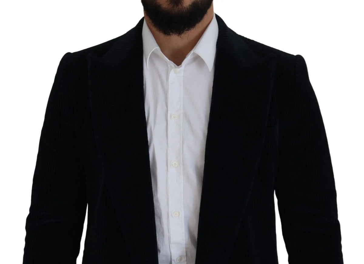 Dolce & gabbana veste cardigan longue en coton noire pour homme avec un blazer en velours noir et chemise blanche