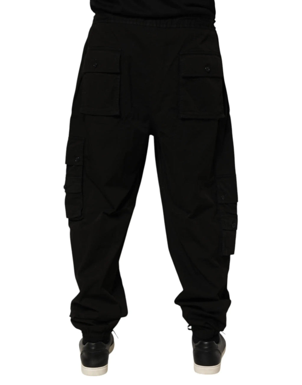 Pantalon cargo noir dolce & gabbana en coton avec poches multiples et coupe décontractée fuselée