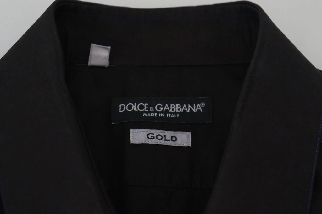 Blazer noir dolce & gabbana en coton avec col et étiquette dorée à l’intérieur du col